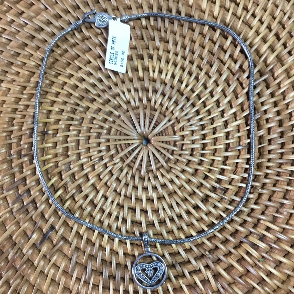 Rare Vintage Brighton Circle Of Hearts Silver Necklace new
